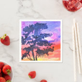 日没の夢を見る風景の水彩画 スタンダードカクテルナプキン (インサイチュ)