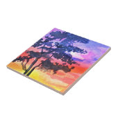 日没の夢を見る風景の水彩画 タイル (側面)