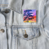 日没の夢を見る風景の水彩画 缶バッジ (インサイチュ)