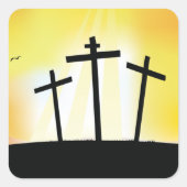 日没の宗教十字架 スクエアシール (正面)