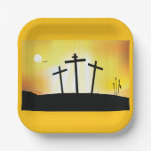 日没の宗教十字架 ペーパープレート (正面)