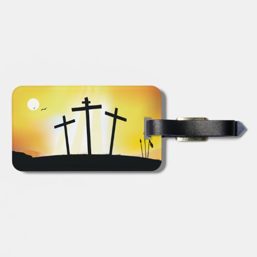 日没の宗教十字架 ラゲッジタグ (裏面横)