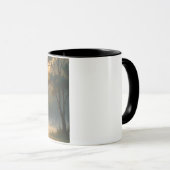 日没の山林の風景と2本の木 マグカップ (正面右)