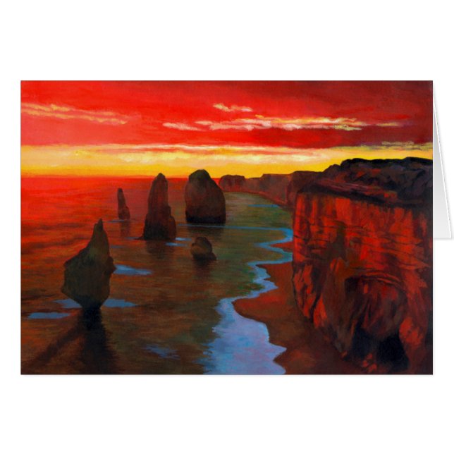 日没の岩が多い海岸 (正面横)