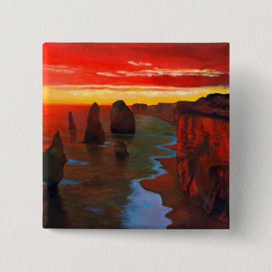 日没の岩が多い海岸 缶バッジ (正面)