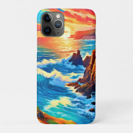 日没の崖：海ゴールデンアワー iPhone 11 PROケース