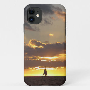 日没の帆ボート iPhone 11 ケース