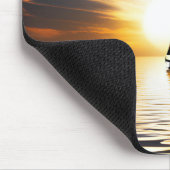 日没の帆船とカモメ マウスパッド (コーナー)