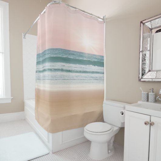 日没の平静の青いローズクォーツのシャワー・カーテン シャワーカーテン (インサイチュ)