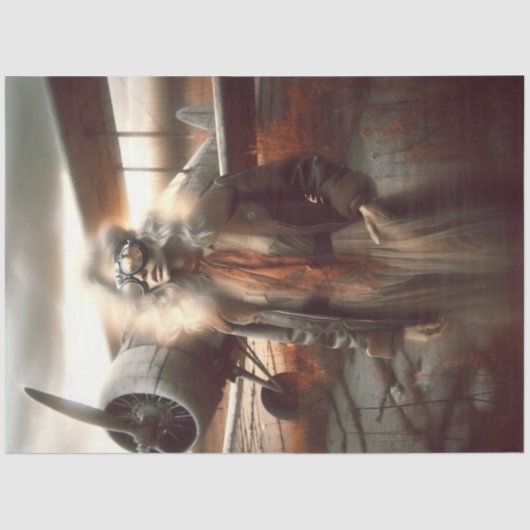 日没の幽霊アヴィエーター – ヴィンテージデコパージュ 薄葉紙 (正面)