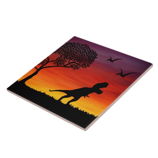 日没の恐竜場面 タイル (側面)