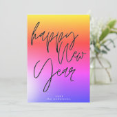 日没の新年のグラデはっきりしたーション虹の幸せな写真 シーズンカード (スタンド正面)