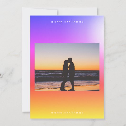 日没の新年のグラデはっきりしたーション虹の幸せな写真 シーズンカード (裏面)