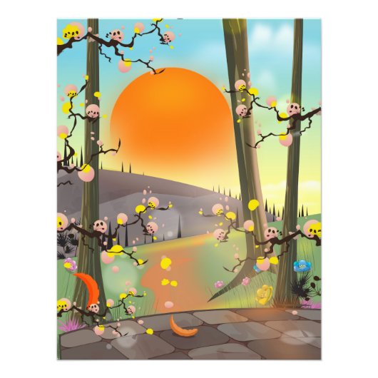 日没の日本庭園 フォトプリント            (正面)