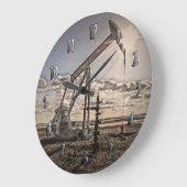 日没の時計のカラフルなポンピングユニット ラージ壁時計 (傾斜)