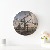 日没の時計のカラフルなポンピングユニット ラージ壁時計 (ホーム)