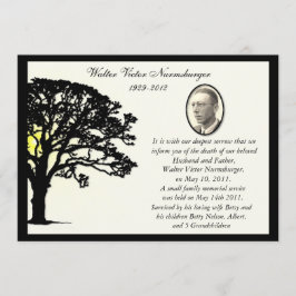 日没の木の写真の死の発表カード 案内状