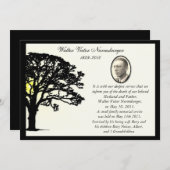 日没の木の写真の死の発表カード 案内状 (正面/裏面)