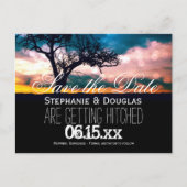 日没の木の日付を保存結婚する 案内ポストカード (正面)