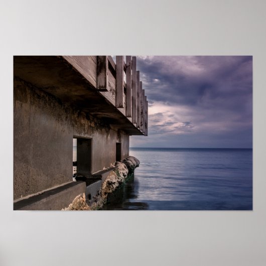 日没の桟橋デッキ ポスター (正面)