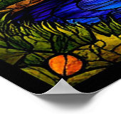 日没の森の中の川 ポスター (角)