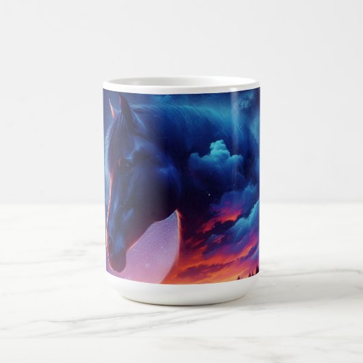 日没の森の中の馬のシルエット|過去記事 コーヒーマグカップ (中央)