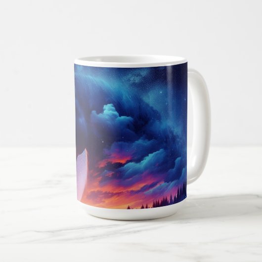 日没の森の中の馬のシルエット|過去記事 コーヒーマグカップ (正面右)