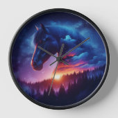日没の森の中の馬のシルエット|過去記事 壁時計 (正面)