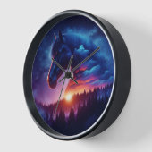 日没の森の中の馬のシルエット|過去記事 壁時計 (傾斜)