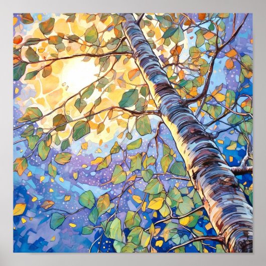 日没の森の水の色絵を描のポスター ポスター (正面)