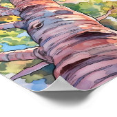 日没の森の水の色絵を描のポスター ポスター (角)