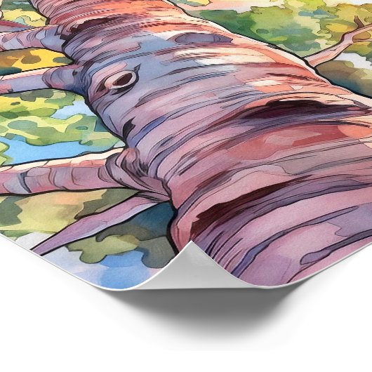 日没の森の水の色絵を描のポスター ポスター (角)