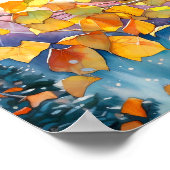 日没の森の水の色絵を描のポスター ポスター (角)