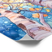 日没の森の水の色絵を描のポスター ポスター (角)