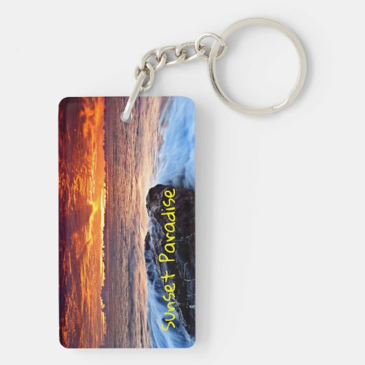 日没の楽園の島のビーチ キーホルダー (裏面)