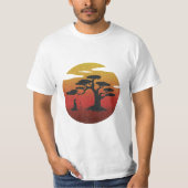 日没の武士のめい想 Tシャツ (正面)