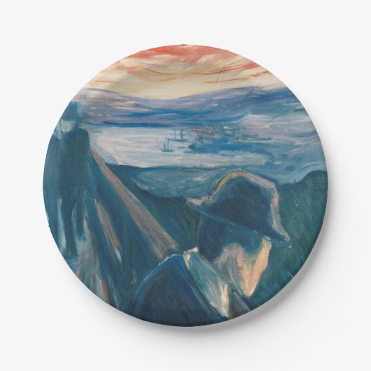 日没の気分と絶望（Edvard Munch著） ペーパープレート (正面)