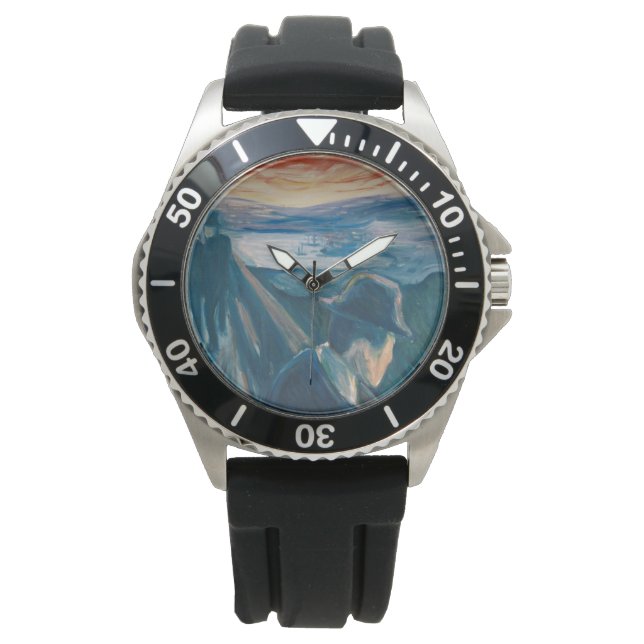 日没の気分と絶望（Edvard Munch著） 腕時計 (正面)