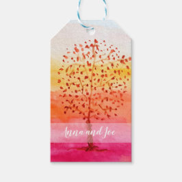 日没の水彩手絵を描形 ギフトタグ