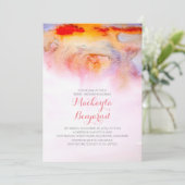 日没の水彩画のブライダルシャワー 招待状 (スタンド正面)