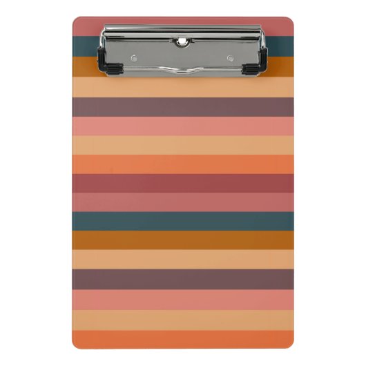 日没の水色のストライプ ミニクリップボード (正面)