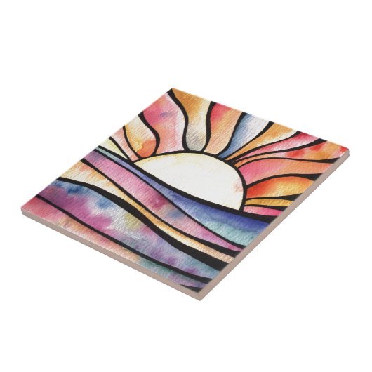 日没の水色 タイル (側面)