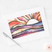 日没の水色 長方形シール (封筒)