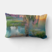 日没の池のそばの柳と藤 ランバークッション (裏面)