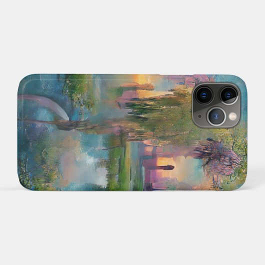 日没の池のそばの柳と藤 Case-Mate iPhoneケース (裏面(横))