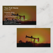 日没の油井ポンプ、イリノイ、米国 名刺 (正面/裏面)