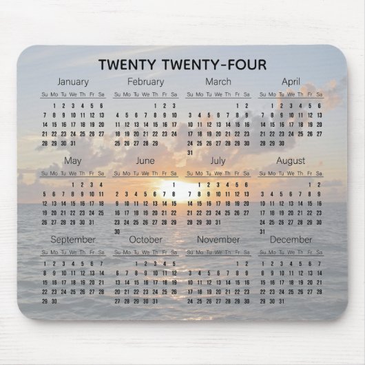 日没の海デザイン2024カレンダー マウスパッド (正面)