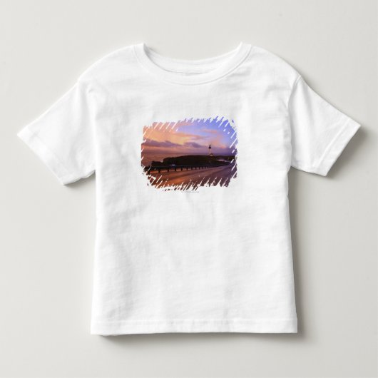 日没の海岸に沿う道及び灯台 トドラーTシャツ (正面)