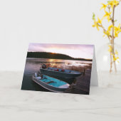 日没の漁船 カード (黄色い花)
