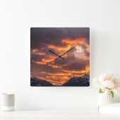 日没の火の空 スクエア壁時計 (ホーム)